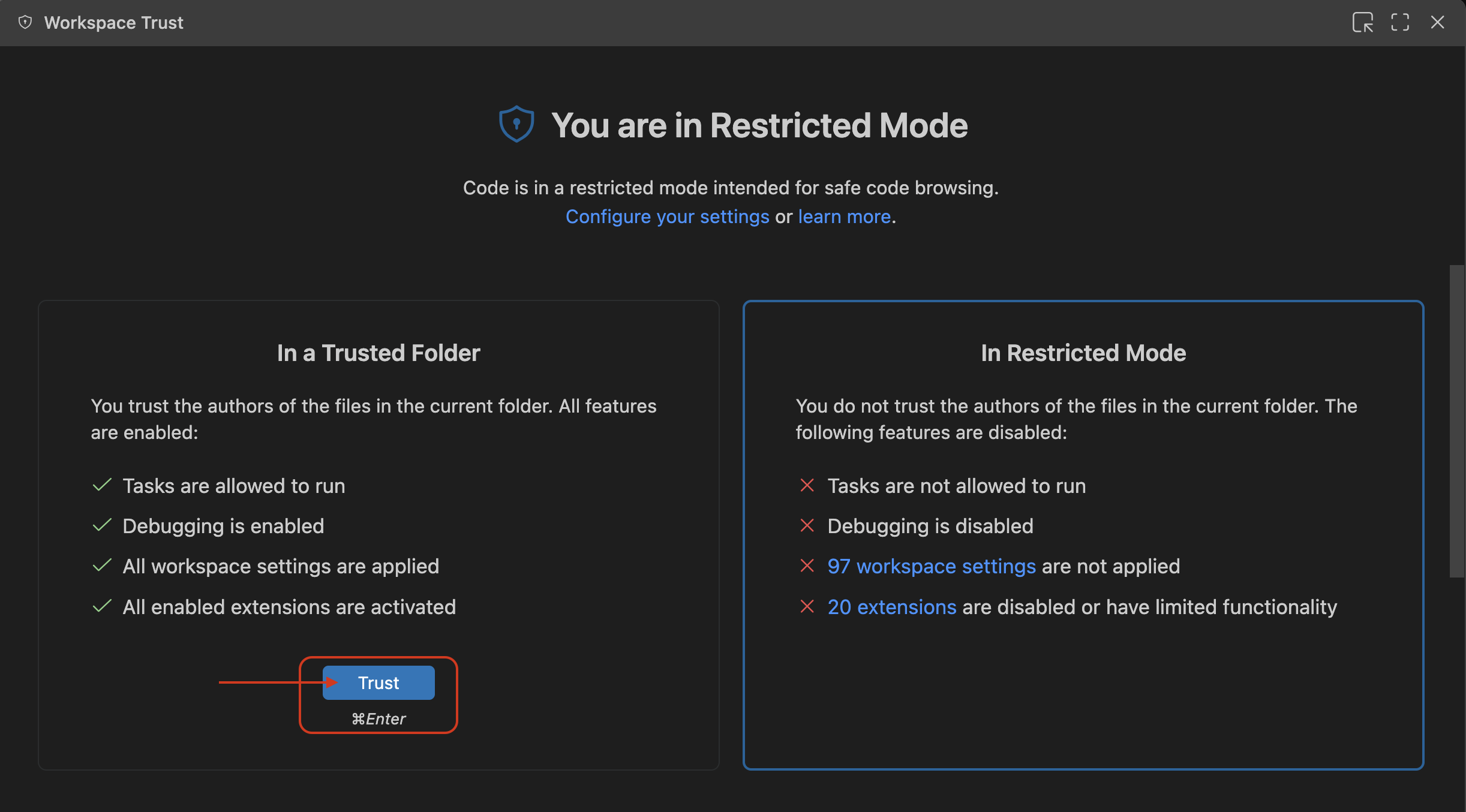 VS Code permission — step 2
