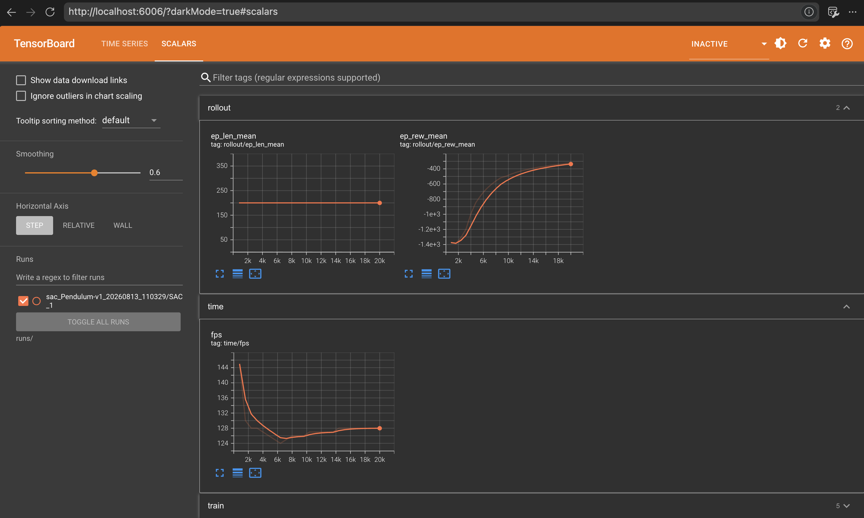 Training curve in TensorBoard